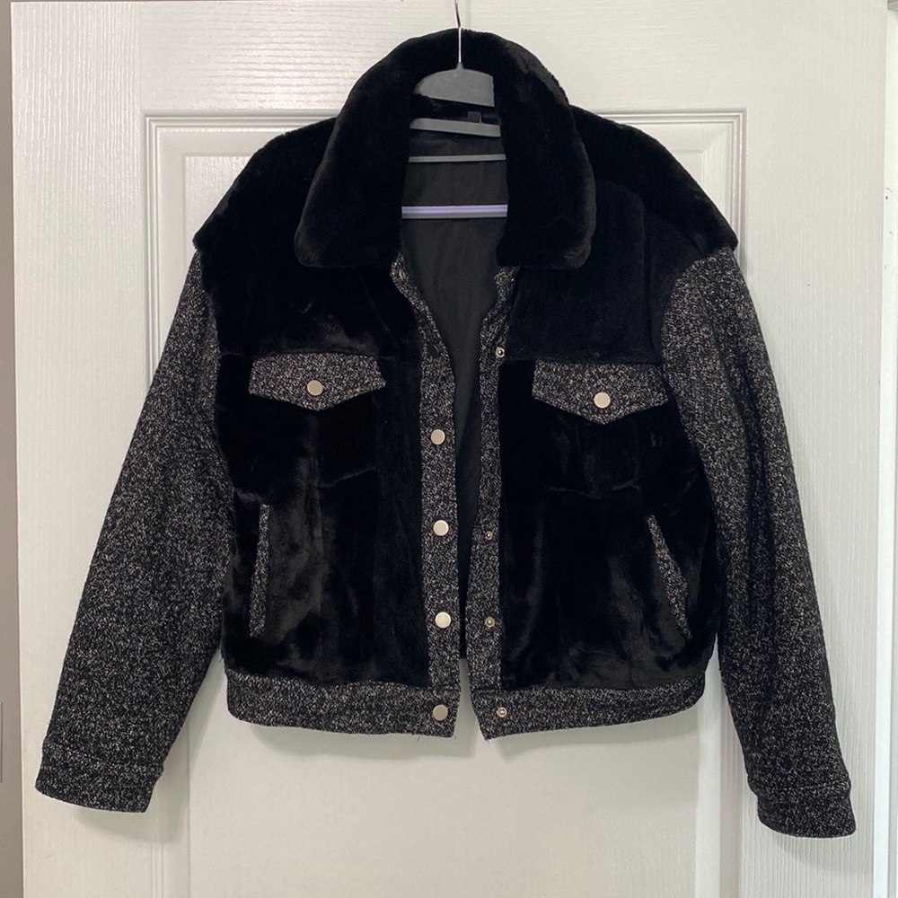 Mixed fabric winter jacket